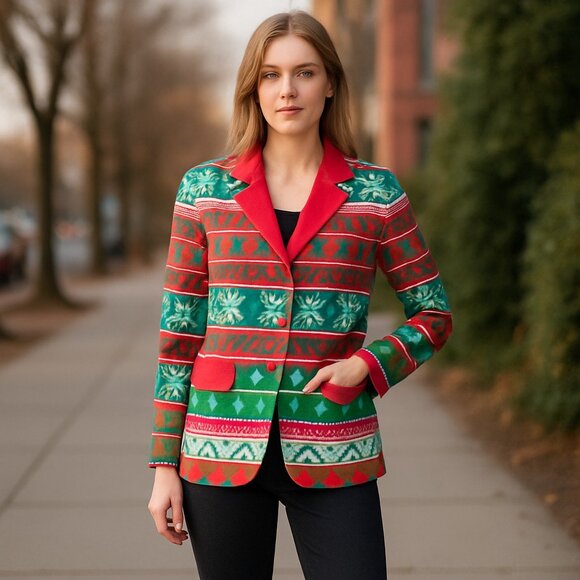 NWT Christmas Blazer Rain dear Coat  Adult M/ L - Picture 1 of 6